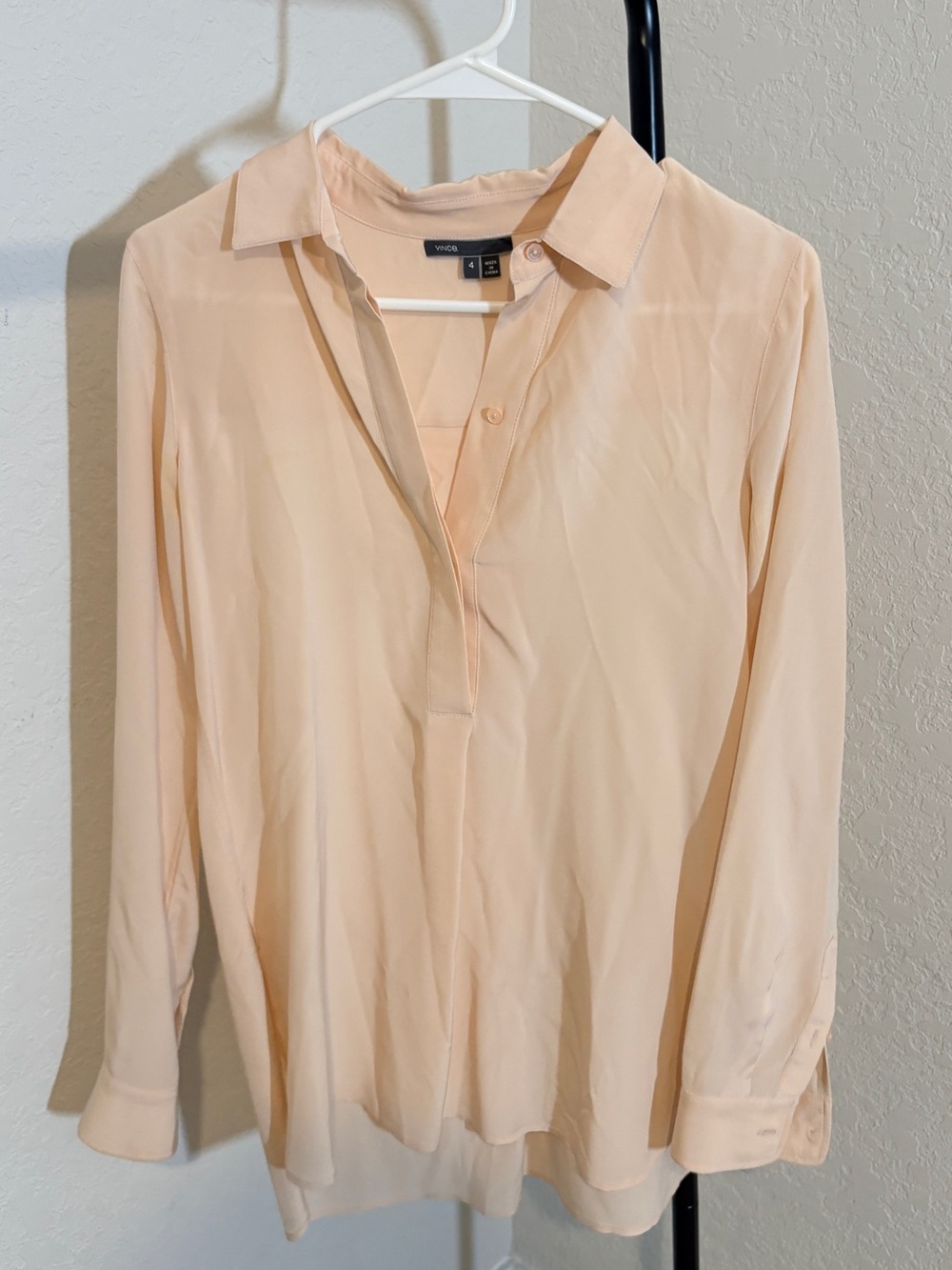 Vince 100% Silk Peach Blouse